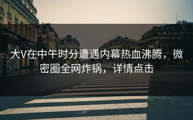 大V在中午时分遭遇内幕热血沸腾,微密圈全网炸锅,详情点击