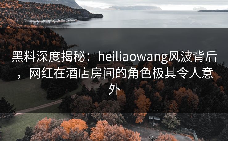 黑料深度揭秘:heiliaowang风波背后,网红在酒店房间的角色极其令人意外