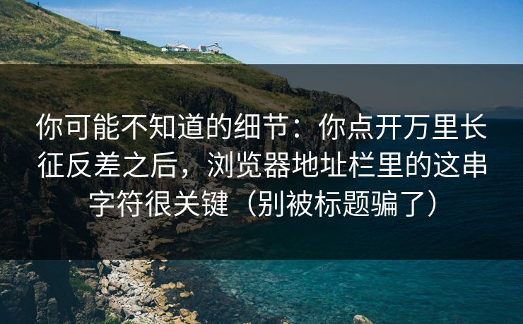 你可能不知道的细节：你点开万里长征反差之后，浏览器地址栏里的这串字符很关键（别被标题骗了）